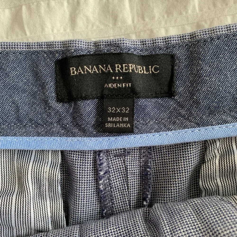 Banana Republic Blue Chambray Linen Pants - Aiden fit 32x32